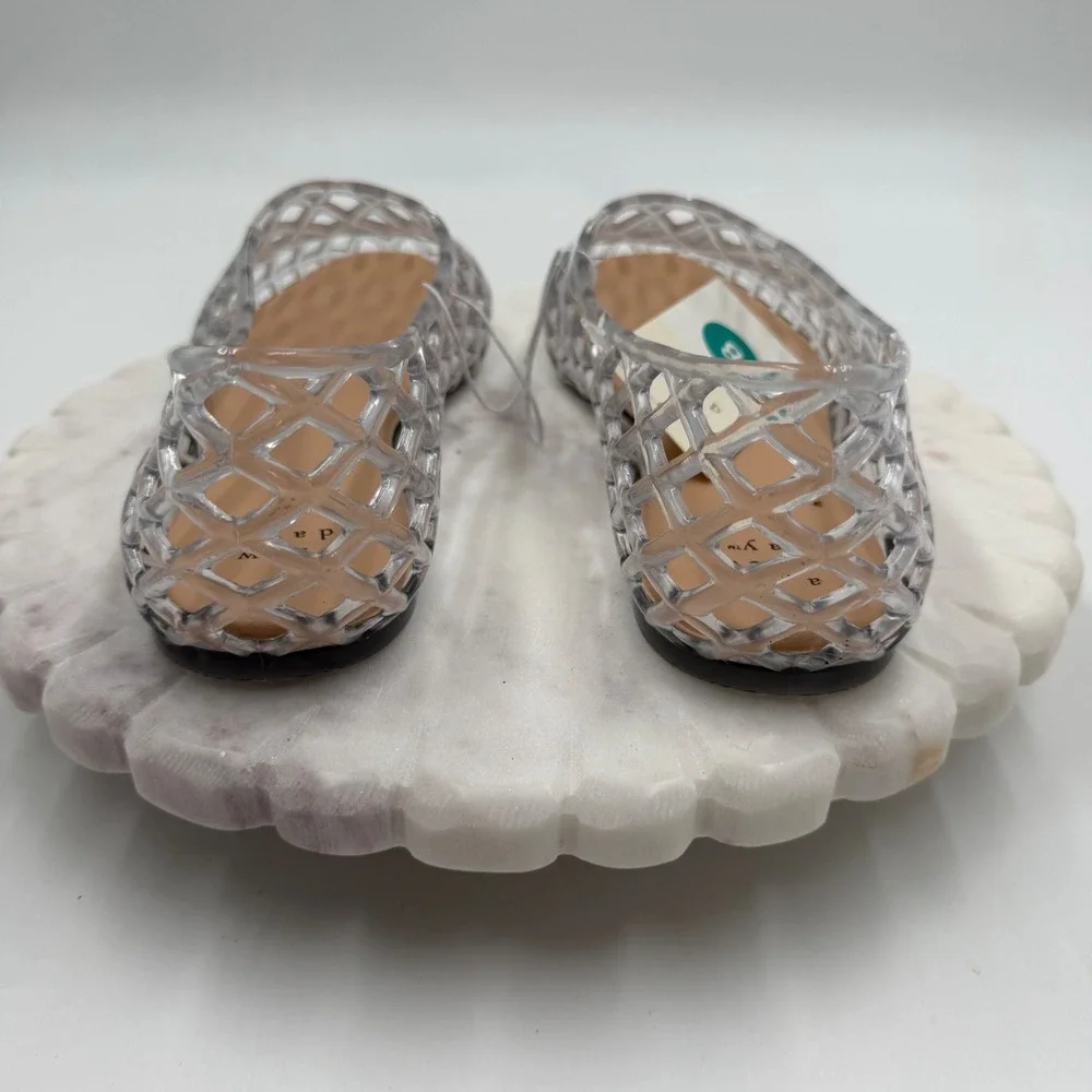 A New Day clear Lattice Jelly Flats Womens Size 8 Cage Slip On Summer Shoes